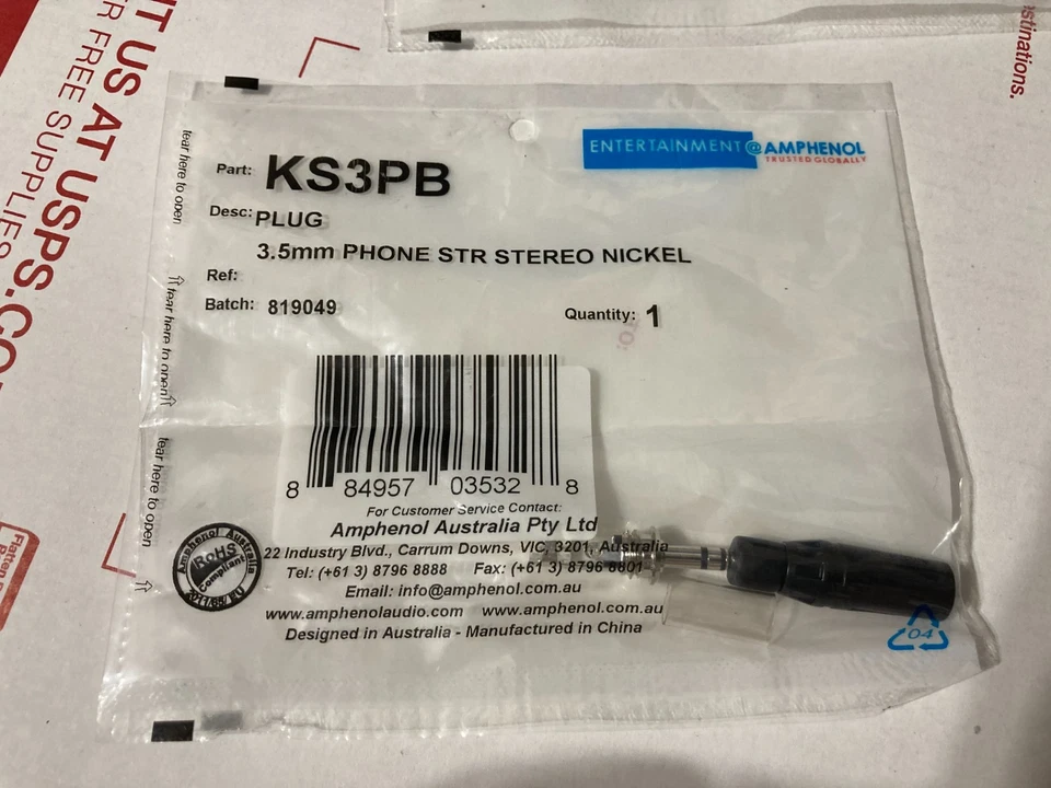Ultra-high-quality Amphenol KS3PB 3.5mm (1/8in) TRS Stereo Headphone Phone Plug - Image 1 of 1