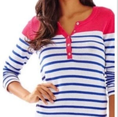 Lilly Pulitzer Adair Striped Pullover Sweater Blue White Pink Size Small - Image 1 of 4