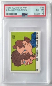 1973 Panini OK VIP Liz Taylor Richard Burton #86 Gum Inc PSA 6 - Picture 1 of 2