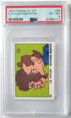 1973 Panini OK VIP Liz Taylor Richard Burton #86 Gum Inc PSA 6 - Image 1 of 2