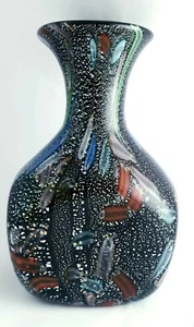 VASO FIRMATO 93 MDNA ART NERO ARGENTATO VETRO FIRMATO VETRO VETRO STUDIO H:22,5cm - Foto 1 di 6