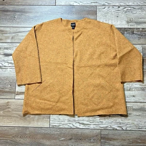 Eileen Fisher Alpaca Wool Blend Open Cardigan Casual Blazer Boxy Gold sz Large - Picture 1 of 7