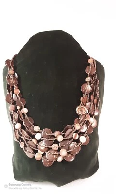 Collar Boho Glam Niveles Cuentas y Discos de Madera por Marks and Spencer 12" Gota Foto 1 de 4