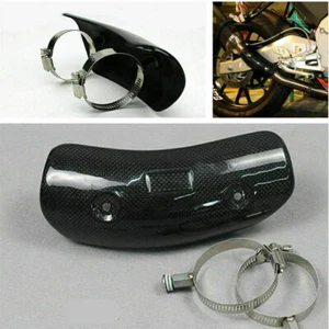 Universal Motorrad Kohlefaser Hitzeschild Auspuff Hitzeschutzblech 60-78mm groß - Bild 1 von 12