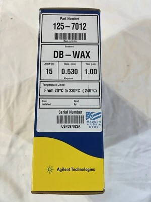 Колонна Agilent DB-Wax GC 15x0,53 1,00 мкм PN 125-7012 нераспечатанная - Изображение 1 из 4
