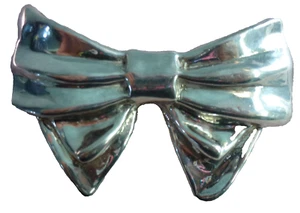 Sterling 925 Huge Bow Pin Necklace 3 1/2" 38g - Picture 1 of 8