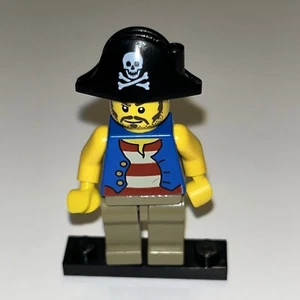 LEGO Minifigure Pirate Red White Stripes Blue Vest pi141 Pirate Hat - Picture 1 of 14