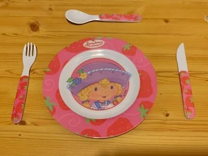 Strawberry Shortcake Vintage Melamine Snack Plate + Cutlery set - Picture 1 of 2