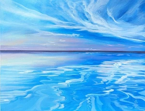 Original Painting on Canvas. Hand-Painted Coastal Ocean Art. Open Water. 11x14" - Picture 1 of 6