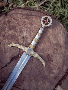 Handmade Damascus Steel  Forge Viking Sword Sharp Battle Ready Medieval W/SHEATH - Picture 1 of 5