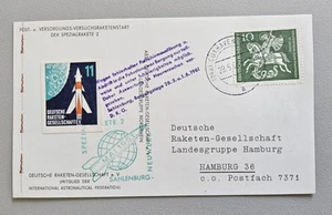 Carta correo de misiles, República Federal de Alemania 1961, cohete especial 2, correo aéreo - Imagen 1 de 2