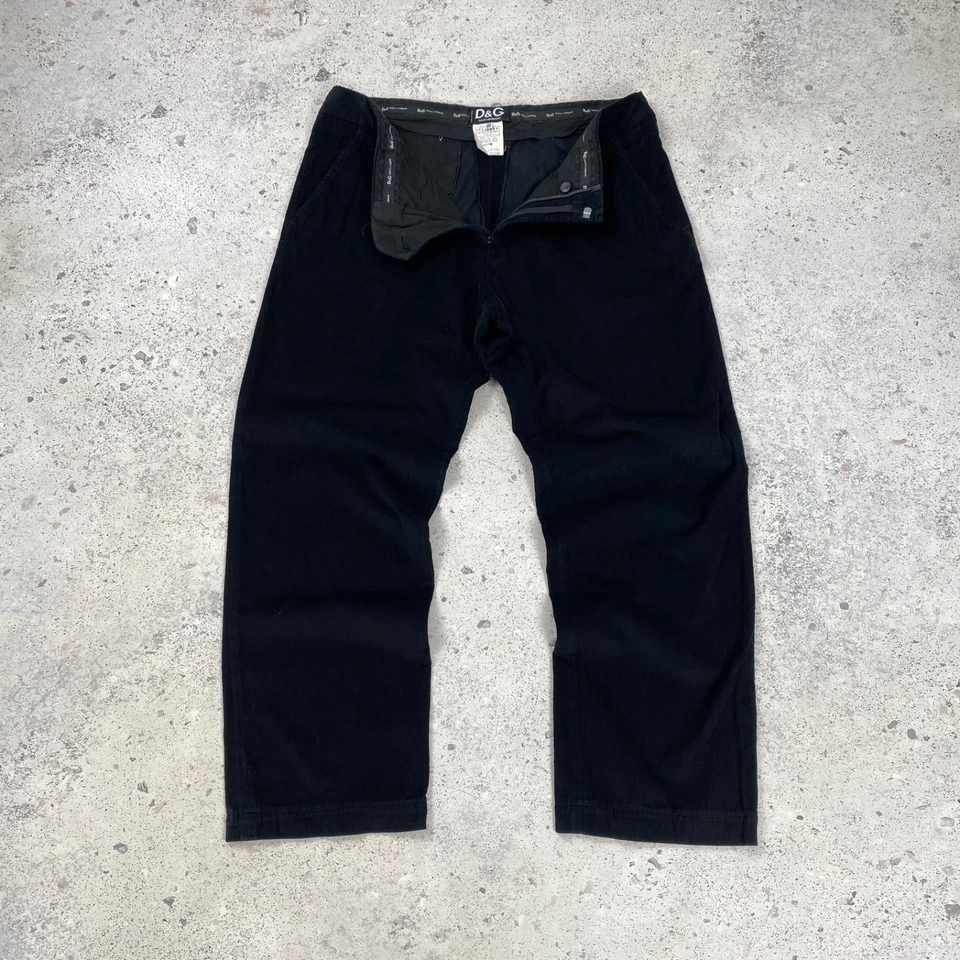 Pantalones de pana negros para hombre D&G Dolce & Gabbana talla 52 IT 38 vintage Italia Foto 1 de 4