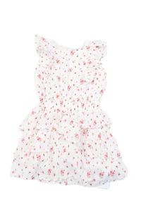 Love Shack Fancy Childrens Girls Floral Print Tiered Dress White Pink Size 10 - Picture 1 of 6