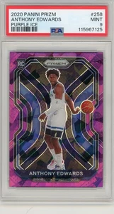 ๐ Anthony Edwards 2020 Panini Prizm Purple Ice Rookie 56/175 PSA 9 Mint - Picture 1 of 3