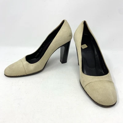 Bombas Bally Mujer De Colección 36.5/6 Beige Pana Trabajo Oficina Sirena 3" Bolsa Antipolvo Caja Foto 1 de 4