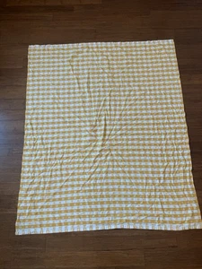 Vtg Yellow & White Checkered W Flower Cloth Tablecloth 52x62” - Picture 1 of 7