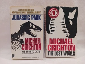 Jurassic Park & Lost World Michael Crichton BOTH 1st Paperback Edition Printing  - Picture 1 of 23