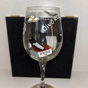 #Lolita Divorce bicchiere da vino dipinto a mano in scatola 15 oz singola libertà ~ nuovo senza scatola - Foto 1 di 8