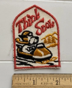 Vintage Think Snow Snowmobile Snowmobiling Dog Souvenir Embroidered Patch Badge - Picture 1 of 3