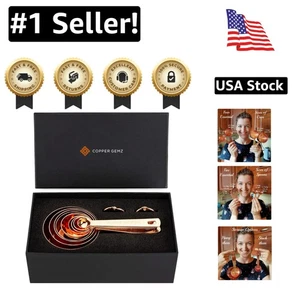 Kupfer Messbecher und Löffel Geschenkset - Exquisite Roségold Oberfläche - Bild 1 von 9