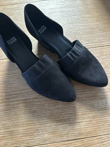 Eileen Fisher Hilly Wedge d'Orsay Pointed Womens Black 8.5 Minimalist Clean Girl - Picture 1 of 7