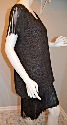 Vestido De Colección Wayne Diamonds Run Negro Flecos Talla 11/12 Gatsby Flapper Fiesta Año Nuevo Foto 1 de 4