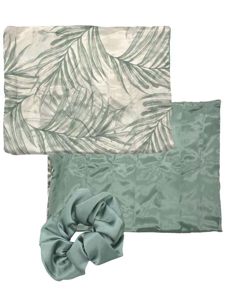 Turbie Twist Satin Pillowcases/Hair Scrunchies Palm Set of 2 - Image 1 of 1