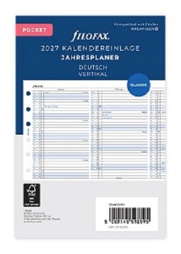 Filofax 27-68245 Pocket Jahresplaner vertikal 2027 - Bild 1 von 1