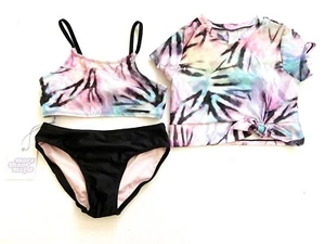 NWT More Than Magic Girls 3pc Tie-Front UPF 50+ Bikini Rash Guard Set, M - Picture 1 of 7