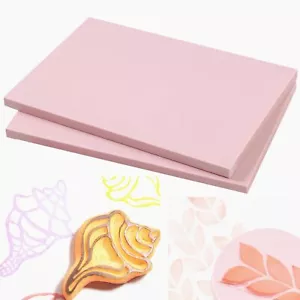 Pink Rubber Carving Blocks 2PCS 4"x6" for DIY Craft Stamp Making Printmaking - Picture 1 of 6