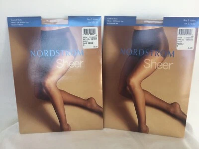 2Vtg Nordstrom Sheer Control Panty Pantyhose Pebble/Beige SZ B Denier Reinforced - Image 1 of 4