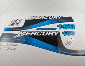 Mercury 150hp EFI SaltWater outboard engine decals BLUE sticker set - Picture 1 of 7