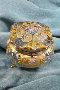 Caja joyero de cristal y latón. Pintada a mano. Modernista. Glass and brass box - Imagen 1 de 8