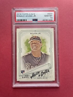 2018 Ronald Acuna Jr PSA Graded RC Rookie Topps Allen and Ginter Atlanta Braves - Image 1 of 2