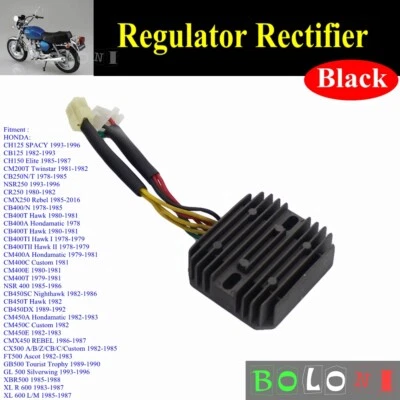 Regulador rectificador 12V para Honda CB400 CM400A/T/C/E CM450A/C/E CX500 XL600R Foto 1 de 4