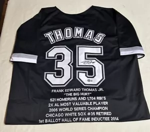 FRANK THOMAS signed Stat Custom Jersey auto autograph certified size XL - Picture 1 of 2