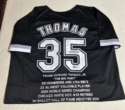 弗兰克·托马斯签名统计定制球衣亲笔签名认证尺寸 XL — 第 1/2 张图片