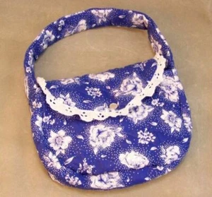 Handmade Quilted Purse HANDBAG Navy White Floral Lace SUMMER - Picture 1 of 2