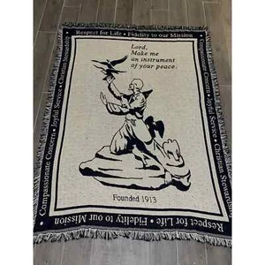 Signore, Fammi uno strumento della tua pace Coperta Lancio Crema Afgana + Blu  - Foto 1 di 1