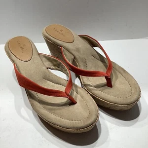Caslon Suede Leather Wedge Platform Thong Sandals Red Womens Size 9M, Exc - Picture 1 of 8