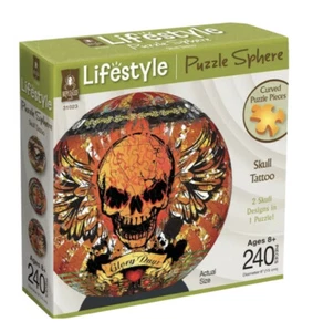 NIB Puzzles 3D Puzzle Sphere: Glory Days Skull Tattoo - Picture 1 of 9