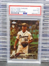 2018 Topps Chrome Lucas Sims Sepia Refractor Rookie Card RC #42 PSA 10 (13)