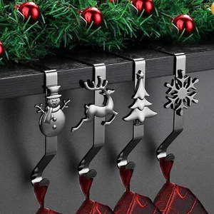 Christmas Stocking Holders For Mantle Set 4 Black Stocking Holders For Mantle... - Picture 1 of 6
