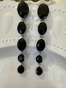 J CREW Teardrop Black Layered Onyx Stones Lightweight Earrings 4 CHARITY❤️297x2 - Picture 1 of 6