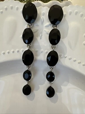 Pendientes ligeros J CREW lágrima piedras de ónix en capas negras 4 CARIDAD❤️297x2 Foto 1 de 4