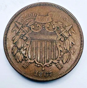 1867 Two Cent Piece – US Type Coin – 2C Copper - Picture 1 of 2