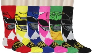 Power Rangers Men's Ranger Big Face Color-Inspired 6Pk Crew Socks Shoe Size 6-12 - Picture 1 of 5