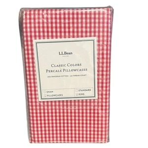 LLBean Classic Colors Perkal King Kissenbezüge Rot Gingham 100 220 Fadenzahl - Bild 1 von 4