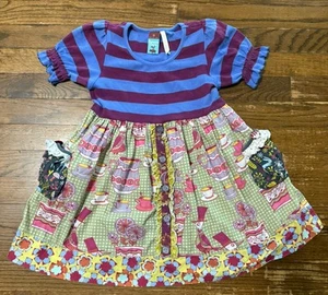 Matilda Jane Girls Sz 4 Character Counts Maggie At Tea Blue Purple Green Bird - Picture 1 of 11