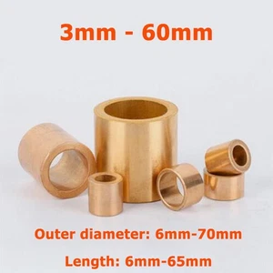 ID 3mm-60mm Brass Bearing Copper Sleeve Bushing Plain Bearing Sleeve OD 6mm-70mm - Picture 1 of 13